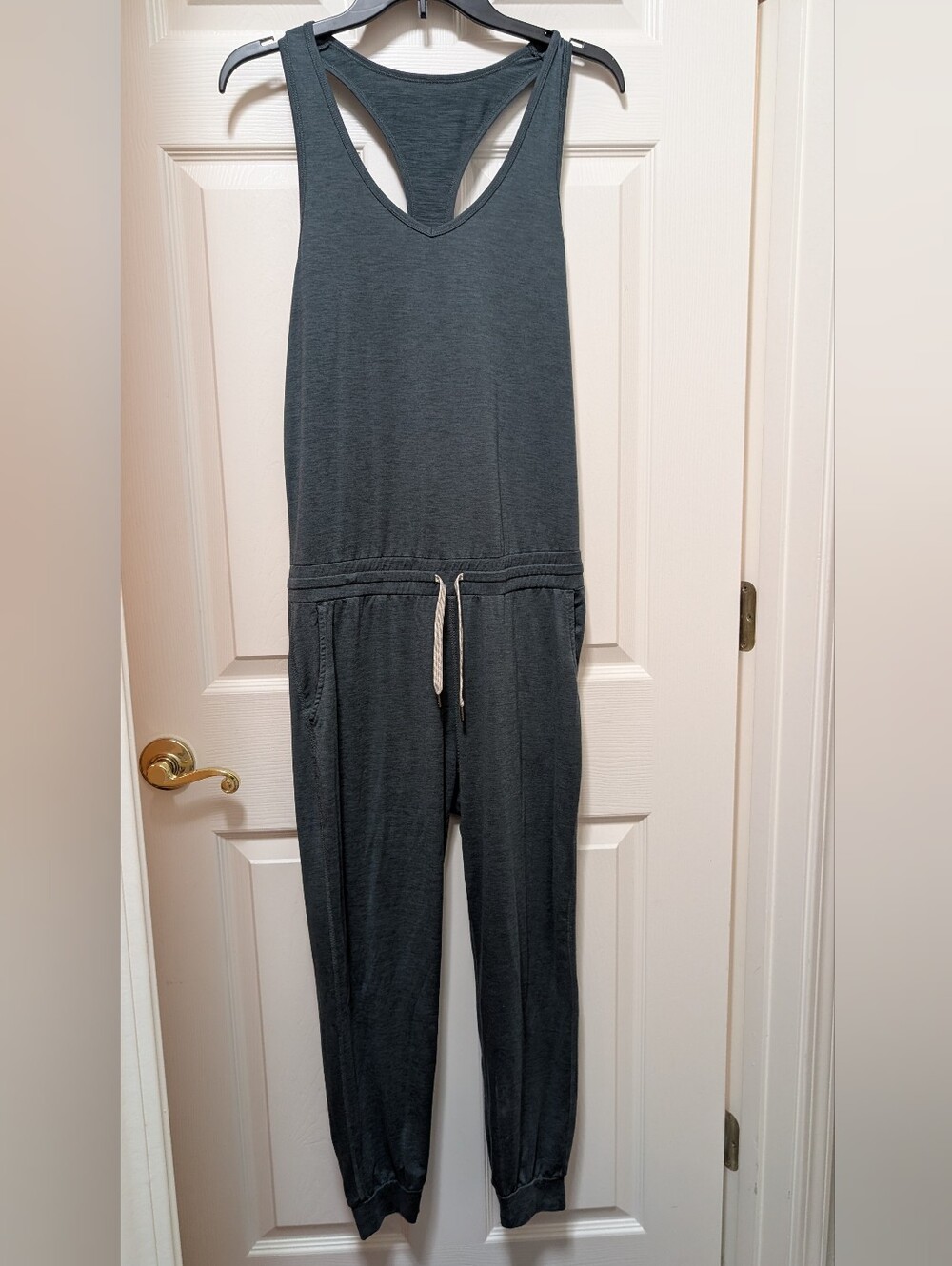 Vuori Lux Jumpsuit Romper Stone Heather Blue Size Medium M Racerback Jogger